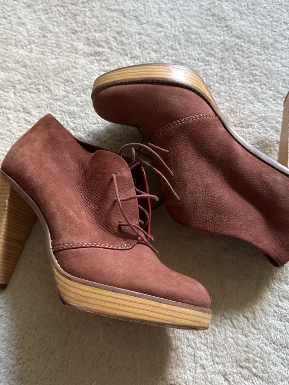 Cole Haan Women's Lace-Up Heeled Ankle Boots in Rust Brown